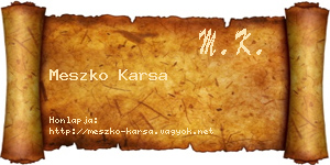 Meszko Karsa névjegykártya
